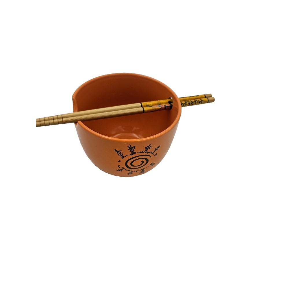 Naruto Shippuden Kurama Nine Tails Ramen Bowl Chopsticks CultureFly Orange - Picture 2 of 6